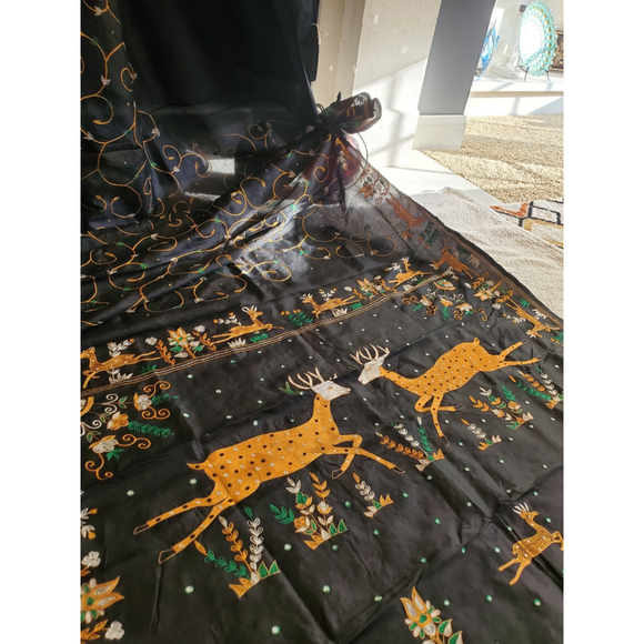 Handmade Dresses & Skirts - Women Pure Silk Hand Embroidery Saree Handloom Designer Aari Work